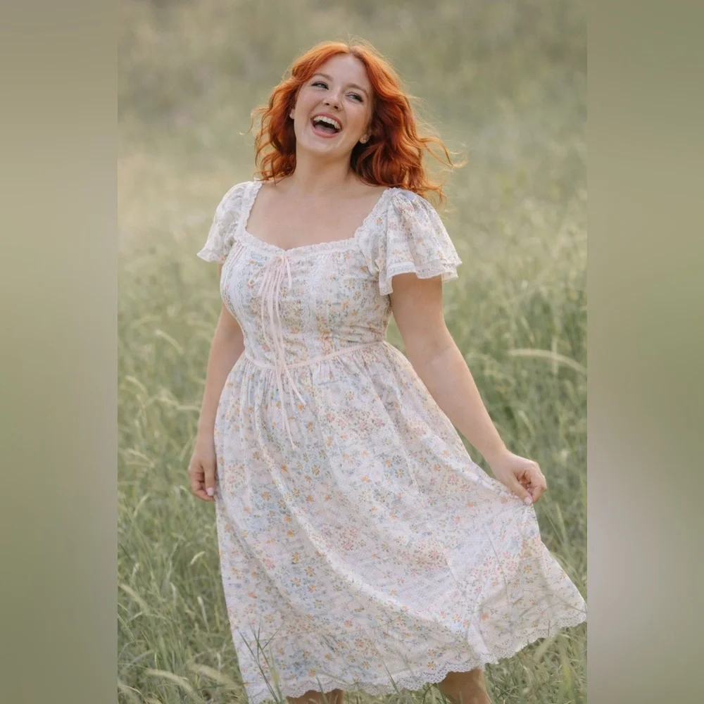 JessaKae Patchwork Floral & Lace Megan Midi Dress, 1X, NWT! - Picture 2 of 15